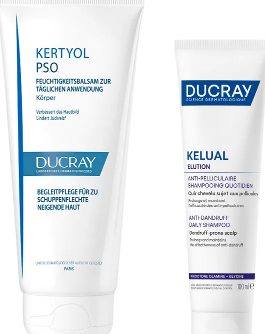 Ducray Kertyol PSO Feuchtigkeitsbalsam 200 ml + gratis Elution ausgl. Shampoo 100 ml