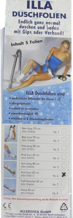 Duschfolien Arm Kurz 60 cm 5 Stück