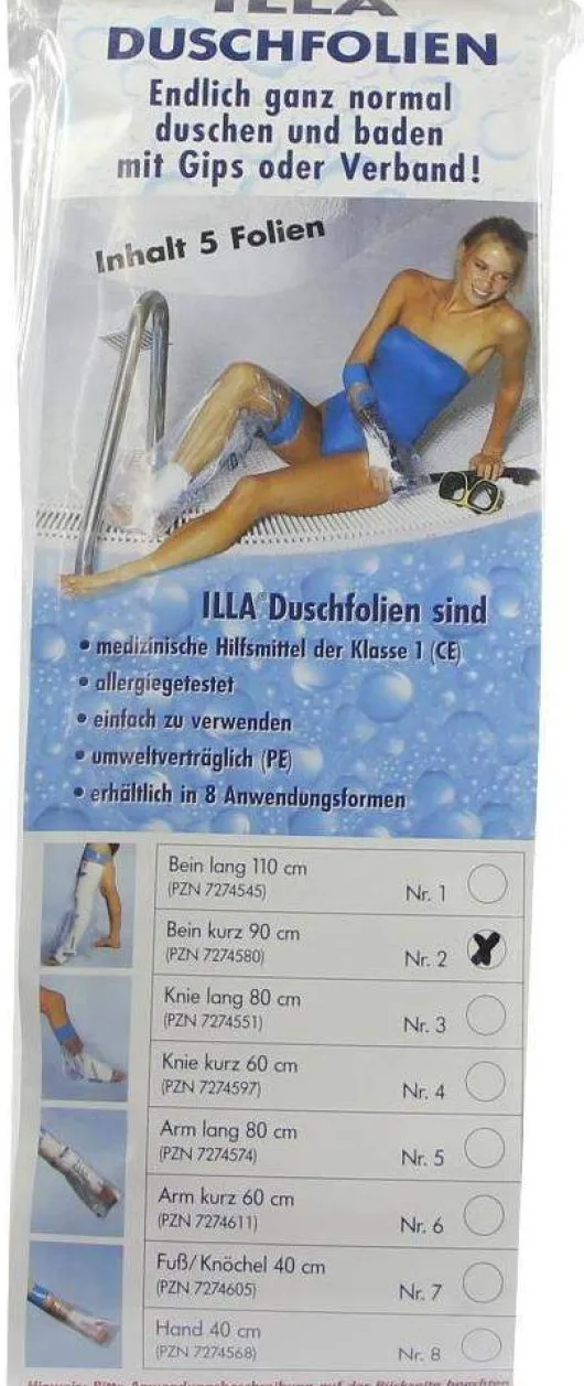 Duschfolien Bein Kurz 90cm