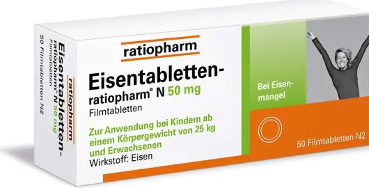 Eisentabletten Ratiopharm N 50 mg 50 Filmtabletten