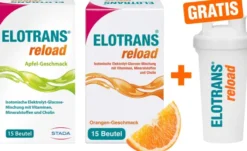 Elotrans reload Apfel 15 Beutel + Elotrans reload 15 Beutel + gratis Elorans reload Shaker 1 Stück