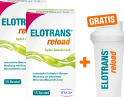 Elotrans reload Apfel 2 x 15 Beutel + gratis Elotrans reload Shaker 1 Stück