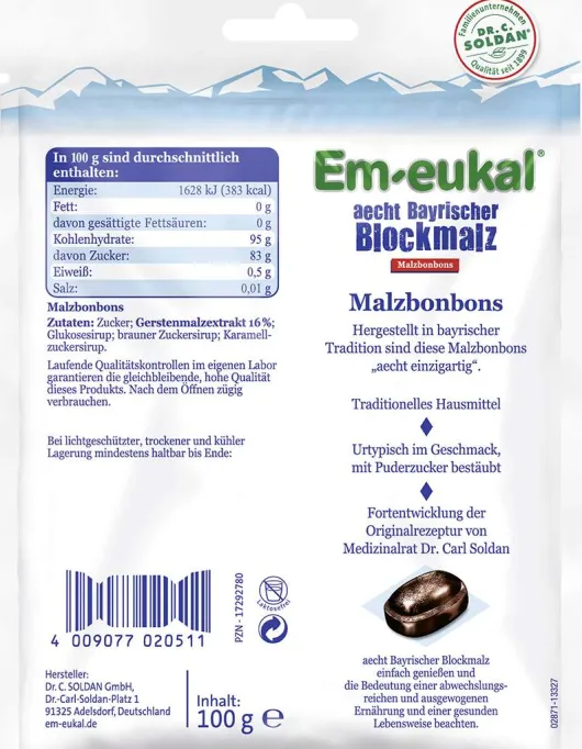 Em Eukal Bonbons Aecht Bayrischer Blockmalz Gg.Azh 100 G