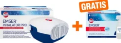 Emser Inhalator Pro Druckluftvernebler 1 Stück + gratis Inhalationslösung 20 x 5 ml 20 Ampullen