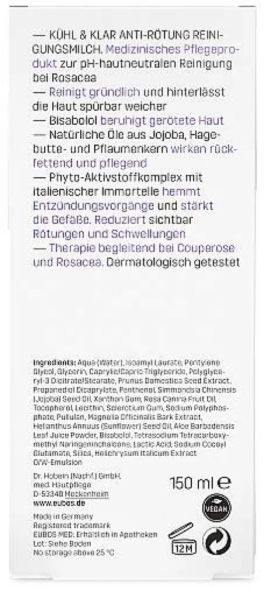Eubos Kühl & Klar Anti-Rötung Reinigungsmilch 150 ml