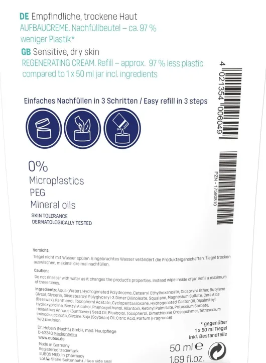 Eubos Sensitive Aufbaucreme Nachfüllbeutel 50 ml