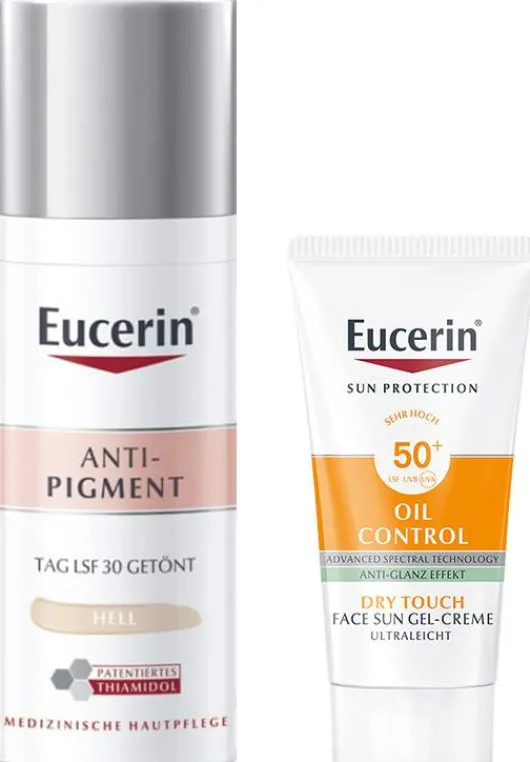 Eucerin Anti-Pigment Tagespflege getönt hell 50 ml Creme + gratis Sun Gel-Creme Oil Control 20 ml