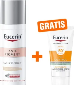 Eucerin Anti-Pigment Tagespflege getönt hell 50 ml Creme + gratis Sun Gel-Creme Oil Control 20 ml