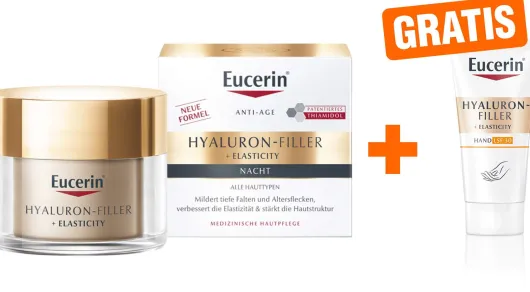 Eucerin Hyaluron Filler + Elasticity Nachtpflege 50 ml + gratis Elasticity Handcreme 20 ml