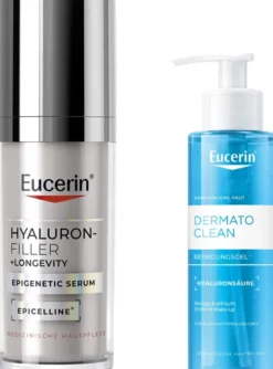 Eucerin Hyaluron - Filler + Longevity Epigenetic Serum 30 ml + gratis Eucerin DermoClear Hyaluron Reinigungsgel 200 ml