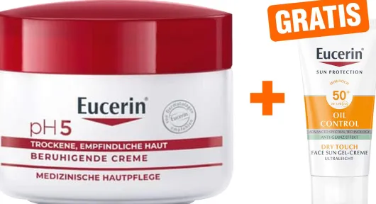 Eucerin pH5 Creme 75 ml empfindliche Haut + gratis Eucerin Sun Gelcreme Oil Control 20 ml
