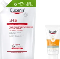 Eucerin pH5 Waschlotion empfindliche Haut Nachfüllbeutel 400 ml + gratis Eucerin Sun Gelcreme Oil Control 20 ml