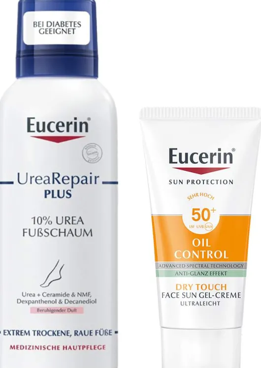 Eucerin UreaRepair Plus Fußschaum 10 % 150 ml + gratis Sun Gel-Creme Oil Control 20 ml