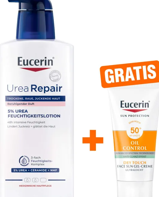Eucerin UreaRepair Plus Lotion 5 % mit Duft 400 ml + gratis Eucerin Sun Gel-Creme Oil Control 20 ml