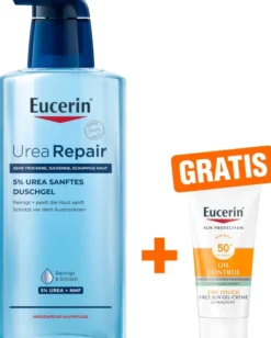 Eucerin UreaRepair 5% Urea Sanftes Duschgel 400 ml + gratis Eucerin Sun Gel-Creme Oil Control 20 ml