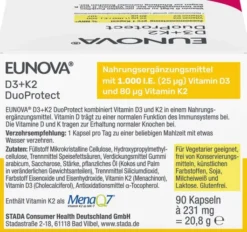 Eunova DuoProtect D3 + K2 1000 I.E. 2 x 90 Kapseln