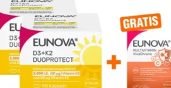 Eunova DuoProtect D3 + K2 2000 I.E. 2 x 90 Kapseln + gratis Eunova VivaChrono 2 x 10 Tabletten