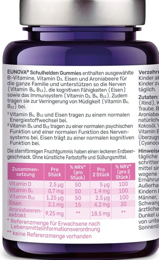 Eunova Schulhelden Gummies 60 Bonbons