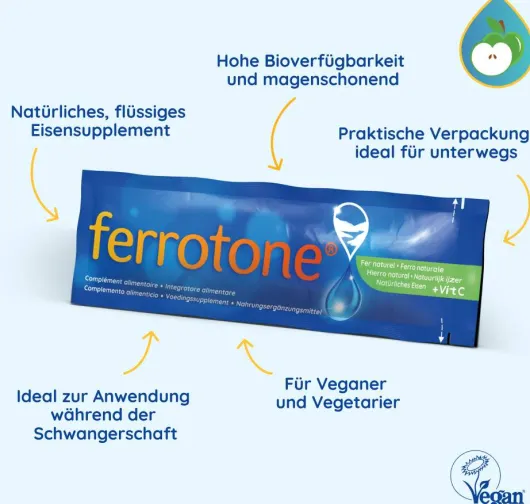 Ferrotone Natürliches Eisen Plus Vitamin C Apfel 14 X 25 ml Beutel