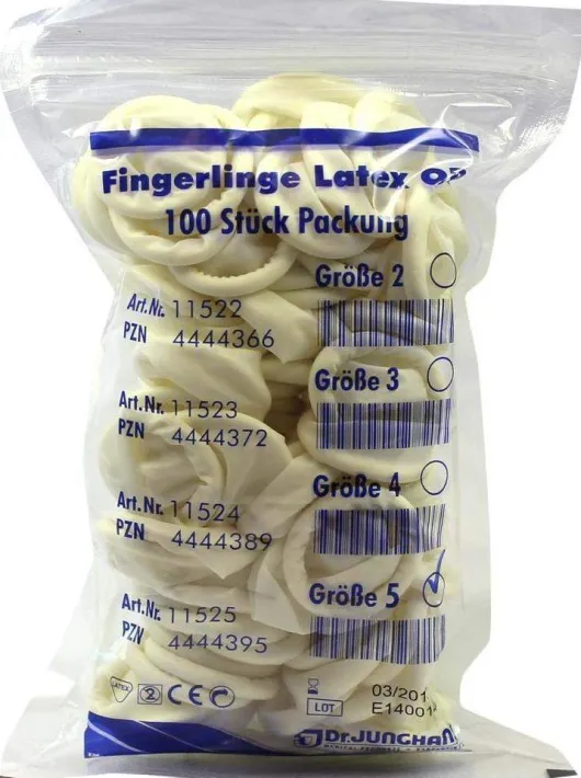 Fingerling Op Latex Gr. 5 Gerollt 100 Stück