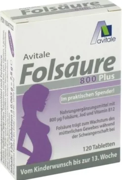 Folsäure 800 Plus B12 + Jod 120 Tabletten