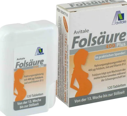 Folsäure 400 Plus B12 + Jod 120 Tabletten