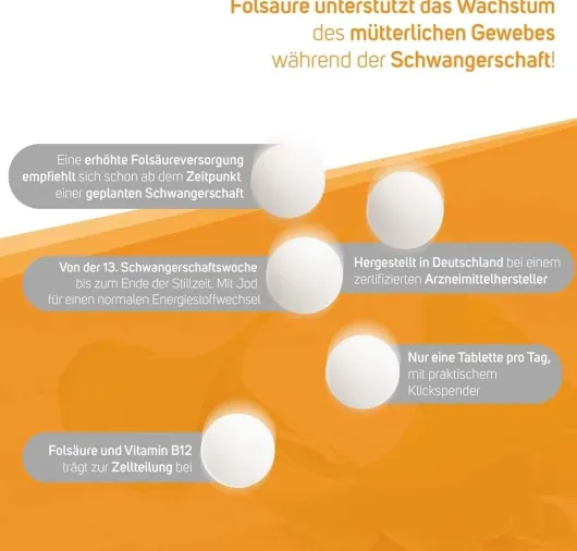 Folsäure 400 Plus B12 + Jod 120 Tabletten