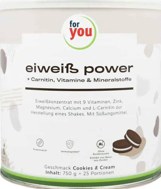 For You Eiweiß Power Cookies & Cream 750 G Pulver