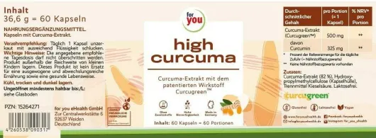 For You High Curcuma 60 Kapseln