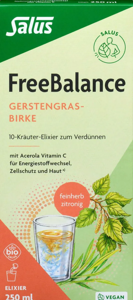 Freebalance Gerstengras-Birke 10-Kräuter-Elixier Bio 250 ml