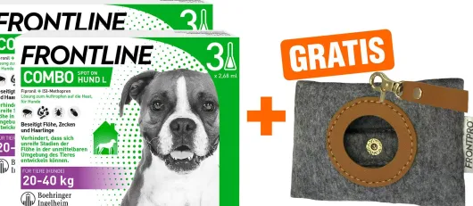 Frontline Combo Spot on Hund L 20-40 kg 2 x 3 Pipetten + gratis Frontline Hundekotbeutelspender