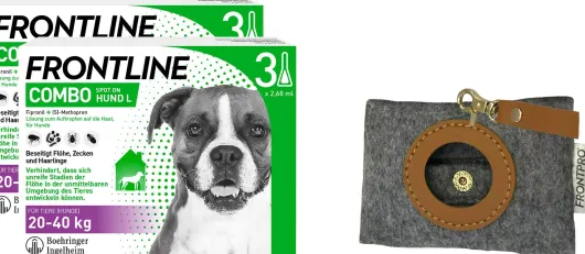 Frontline Combo Spot on Hund L 20-40 kg 2 x 3 Pipetten + gratis Frontline Hundekotbeutelspender