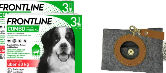 Frontline Combo Spot on Hund XL 40-60 kg 3 x 2 Pipetten + gratis Hundekotbeutelspender