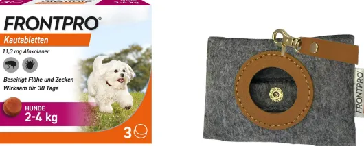 Frontpro 11,3 mg für den Hund 3 Kautabletten + gratis Hundebeutelspender 1 Stück