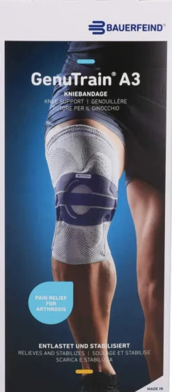 Genutrain A3 Kniebandage Links Gr.5 Natur Blau