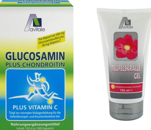Glucosamin 500 mg + Chondroitin 400 mg + gratis Teufelskralle 150 ml Gel