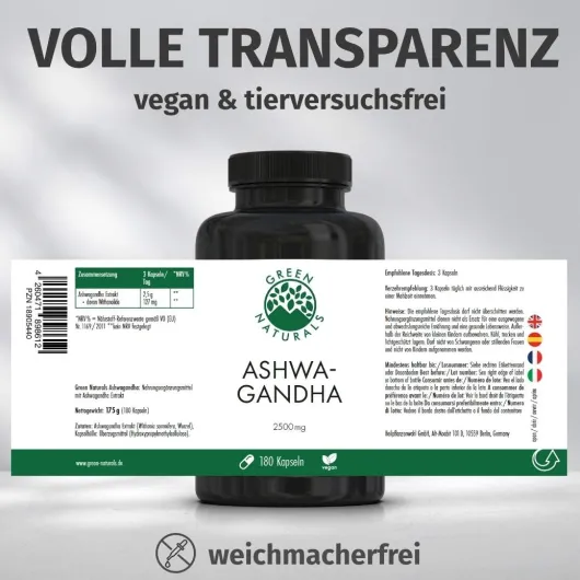 Green Naturals Ashwagandha 2500 mg 180 Kapseln