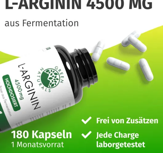 Green Naturals L-Arginin Base 4500 mg vegan 180 Kapseln