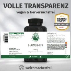 Green Naturals L-Arginin Base 4500 mg vegan 180 Kapseln