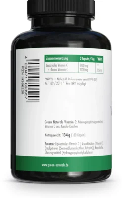 Green Naturals Vitamin C 1250 mg liposomal vegan 180 Kapseln