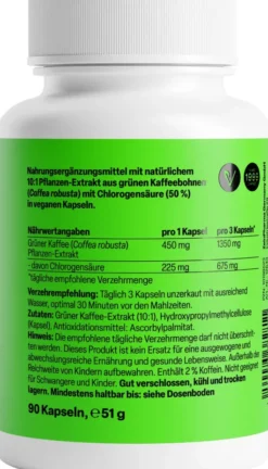 Grüner Kaffee Extrakt 450 mg 90 Kapseln