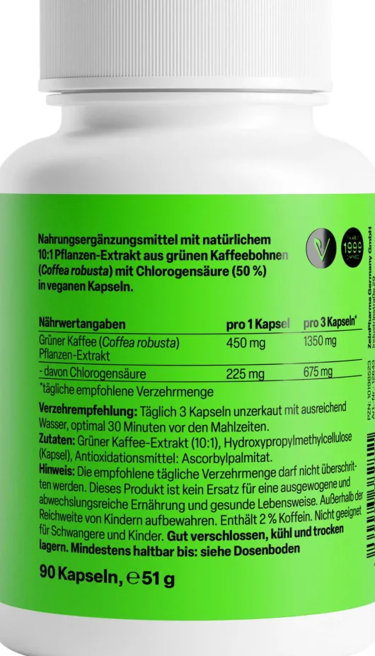Grüner Kaffee Extrakt 450 mg 90 Kapseln
