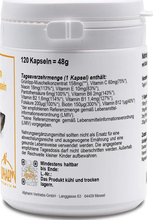 Grünlipp Muschel Konzentrat 120 Kapseln