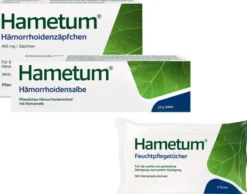 Hametum Hämorrhoiden Salbe 25 g + 10 Zäpfchen + gratis Feuchttücher