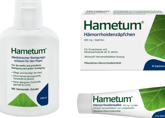 Hametum Medizinischer Reinigungsschaum 100 ml + Hämorrhoiden Salbe 25 g + Hämorrhoidenzäpfchen 10 Stück
