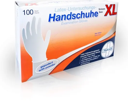Handschuhe Einmal Latex Gepudert Xl 100 Stück