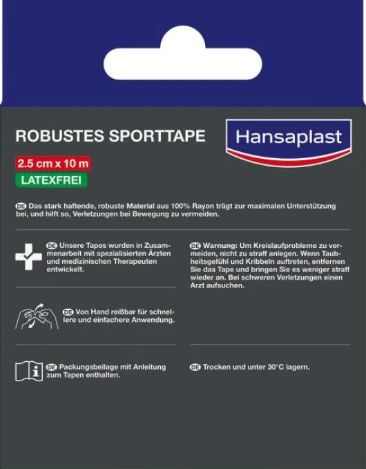Hansaplast Robustes Sporttape Weiß 2,5 cm X 10 cm