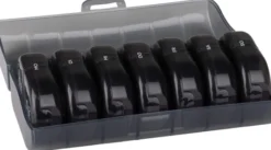 Haushalt International Tablettenbox für 7 Tage in grau mit schwarzen Dosen