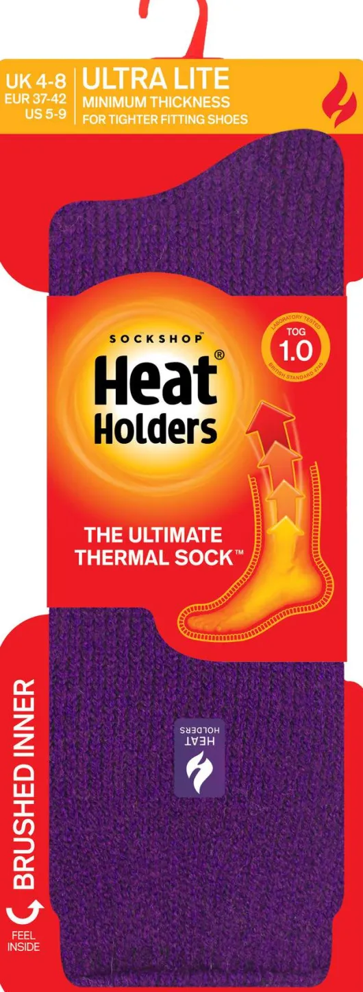 HeatHolders Damen lila Ultra - Lite - Thermosocken Größe 37 - 42 1 Paar
