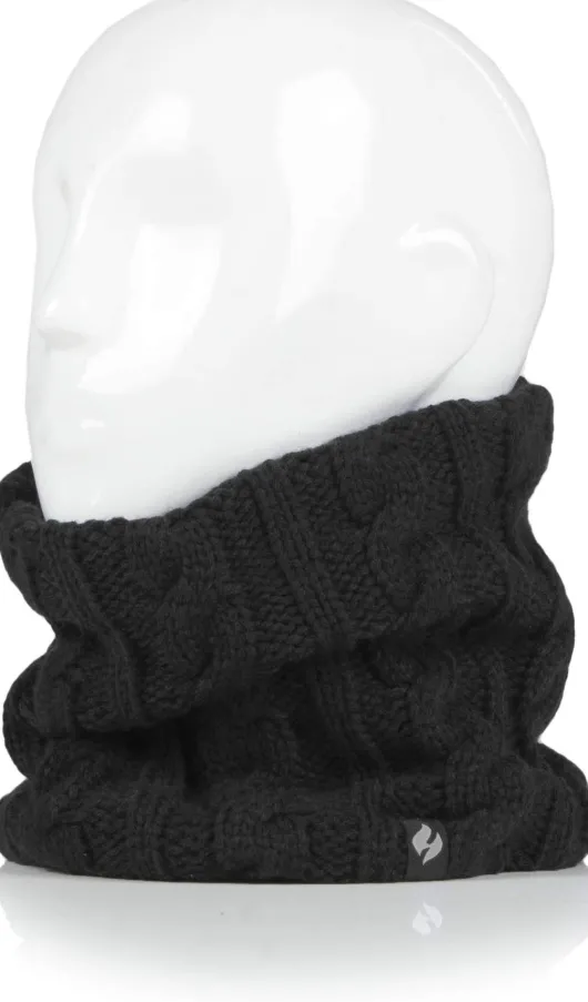 Heat Holders Thermo-Halswärmer mit Zopfmuster 1 Stück Schwarz